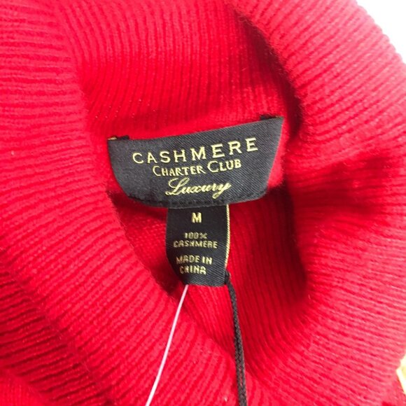 Cashmere  Sweater Womens Medium Red Turtleneck Gold Sequin Stars Celestial - Picture 9 of 16